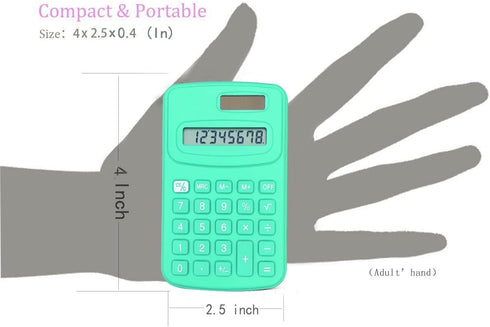 Basic Dual Power Calculator, 8 Digit Silicone Button Desktop Calculator (4 Colors, Set of 8)