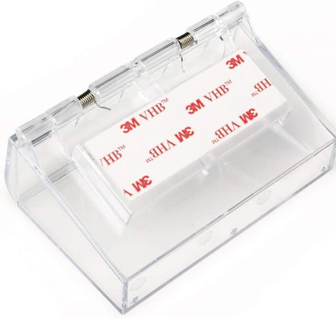 Wall Mounted Acrylic Business Card Holder with Cover, Hinged Lid, Outdoor, Fits 60, Clear