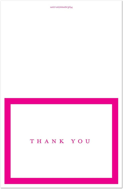 MyExpression.com 50 Pack Stylish Hot Pink Thank You Cards