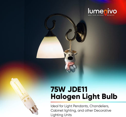 JDE11 120V 75W Bulb T4 Bulbs E11 10 Pack lumenivo Halogen Light Halogen Decorative, Cabinet, Ceiling, Chandelier