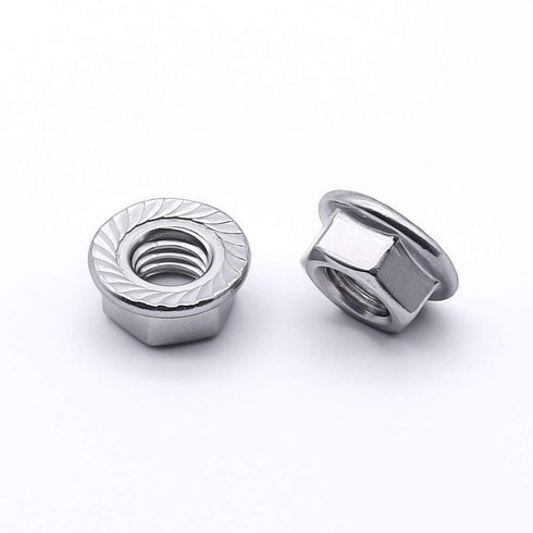 1/4-20 Serrated Flange Hex Lock Nuts - 304 Stainless Steel 18-8 Anti-Loose Nuts for Machinery, Automotive, DIY, 50 PCS