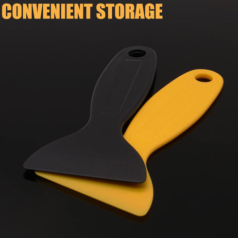 12pcs Plastic Spatula Scraper, Putty Scraper Air Bubble Remover, Paint Scraper Cleaner for Decal, Grout Removal (Black,