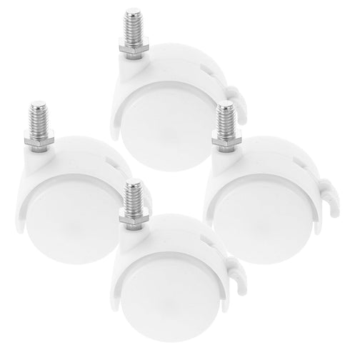 COHEALI 4pcs 1.5-inch White Plastic Locking Swivel Casters with 8x13mm Threaded Stem