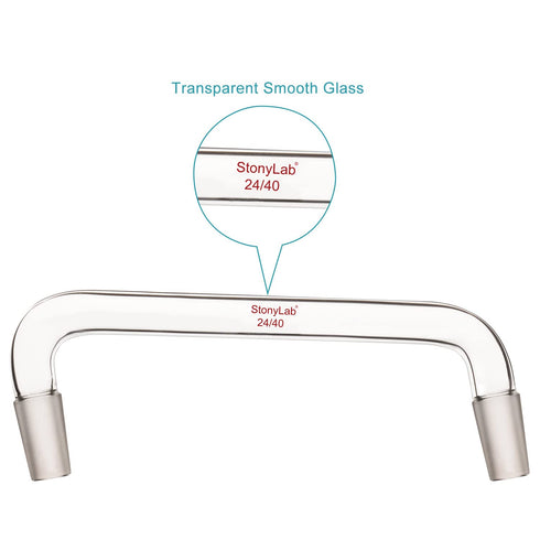 stonylab Borosilicate Glass Distilling Adapter, 75 Degree and 105 Degree Bent Chemistry Adapter, 200 mm Length