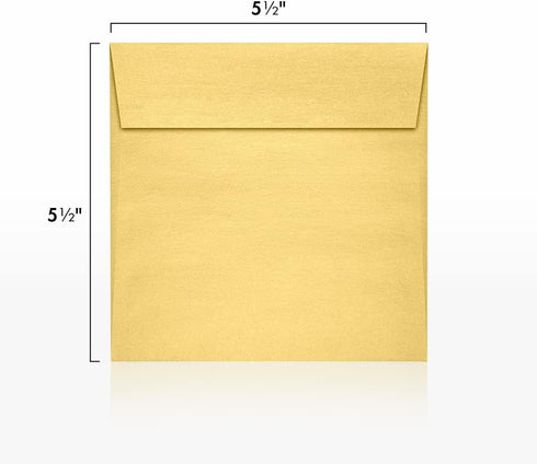 LUXPaper Square Invitation Envelopes | Peel & Press | Gold Metallic | 5 1/2" x 5 1/2" | 50 Qty