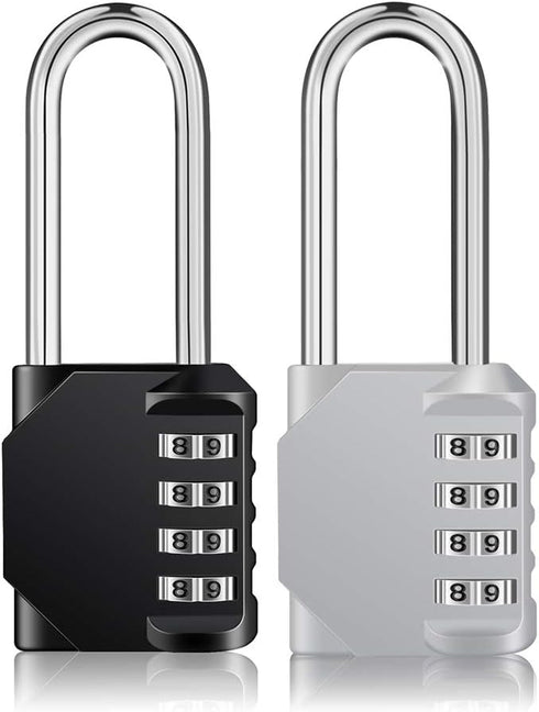 ZHEGE Long Shackle Combination Lock - 4 Digit Resettable Waterproof Padlock for School, Gym, Outdoor