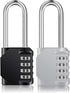 ZHEGE Long Shackle Combination Lock - 4 Digit Resettable Waterproof Padlock for School, Gym, Outdoor