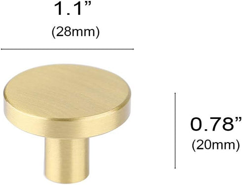 RZDEAL 4Pcs Solid Brass Round Dresser Drawer Knobs and Pulls, Simple Decorative Kitchen Cabinet Door Handles