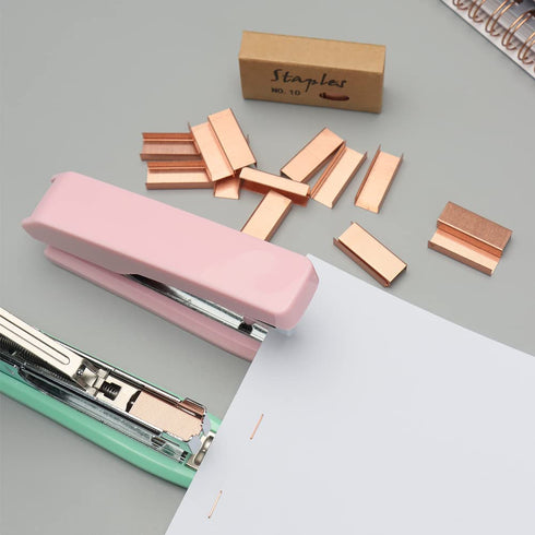 Rose Gold #10 Staples, 4 Packs of 1000 Mini Colored Staples, Totaling 4000 Metallic Staples