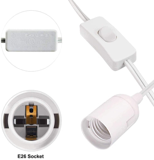 15ft E26 360W Bulb Simple Deluxe Extension Hanging Lantern Pendant Light Lamp Cord Cable Socket On/Off Switch, (No