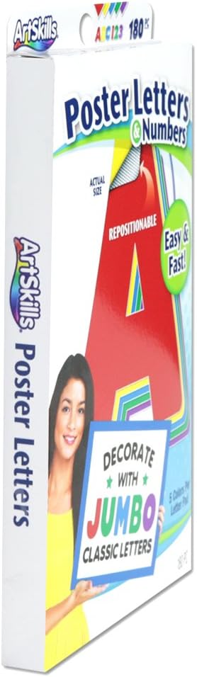 Jumbo 4" Sticky Primary Color Poster Letters and Numbers, 190 Pieces by ArtSkills