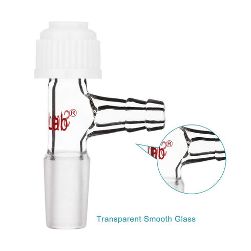 StonyLab Glass Inlet Thermometer Adapter, 14/20 Joint with Side Serrated Hose Connection