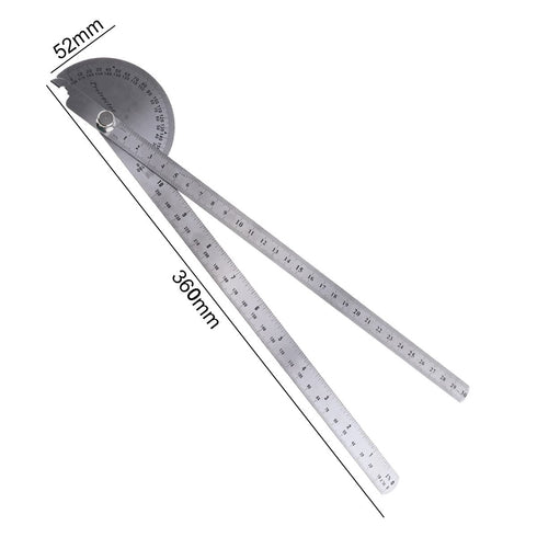 Angle Protractor Angle Finder Ruler, 0-180 Degrees Stainless Steel Adjustable Screw Woodworking Measure Tool
