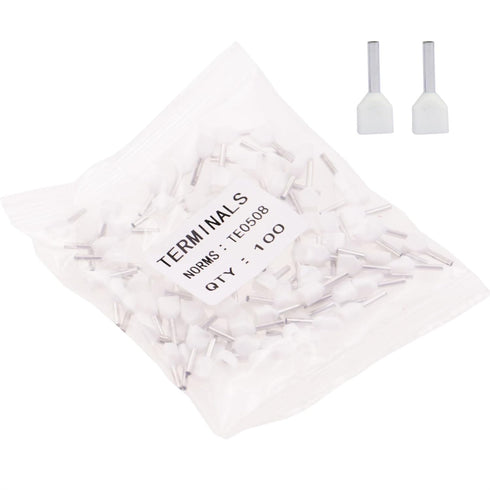 22AWG Dual Barrel Ferrules Terminal, AWG22/0.5mm² Twin Ferrule Connectors for Car Audio, Electronics