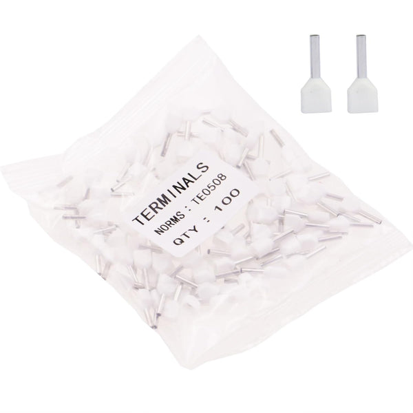 22AWG Dual Barrel Ferrules Terminal, AWG22/0.5mm² Twin Ferrule Connectors for Car Audio, Electronics