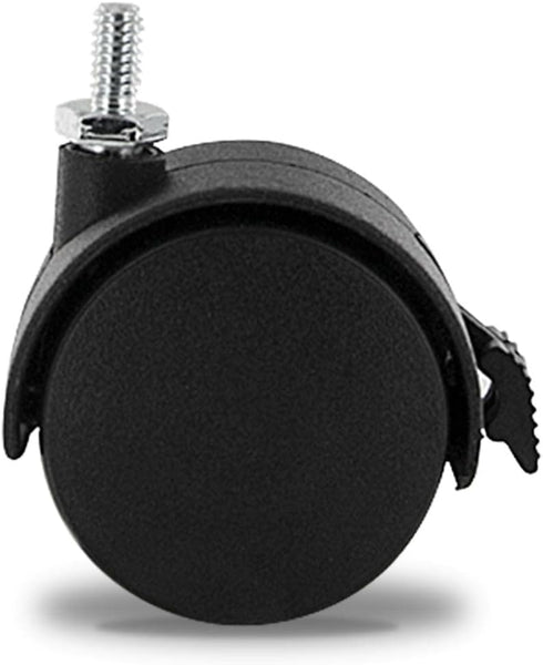 2" Wheel Diameter Black Nylon Swivel Hooded Samson Twin Wheel Caster with Brake, 4 Pack