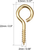 uxcell 0.9" Small Screw Eye Hooks - Self Tapping Screws Carbon Steel Screw-in Hanger Eye-Shape Ring Hooks, Gold (50pcs)