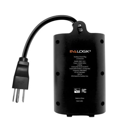 Z-Wave Dual Smart Outlet, Outdoor Z-Wave Smart Plug, Waterproof Dual On/Off Socket, Compatible with SmartThings, Alexa