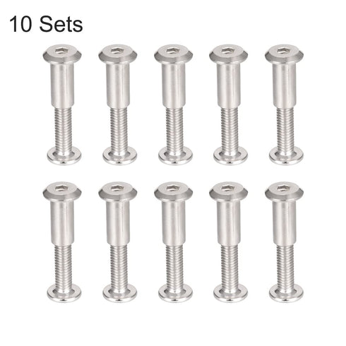 uxcell 10 Sets Screw Post for 5/16"(8mm) Hole Dia, Male M6x20mm, Female 6x18mm Carbon Steel Leather Fastener