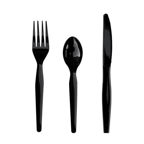 Set, 250 Boardwalk Disposable Plastic Cutlery Three Piece Silverware Kit, Case of Heavy Duty Fork Knife Spoon