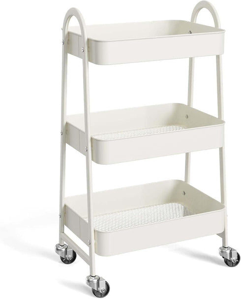 Generic 3 Tier Rolling Cart, Metal Utility Cart with Lockable Wheels - Kitchen