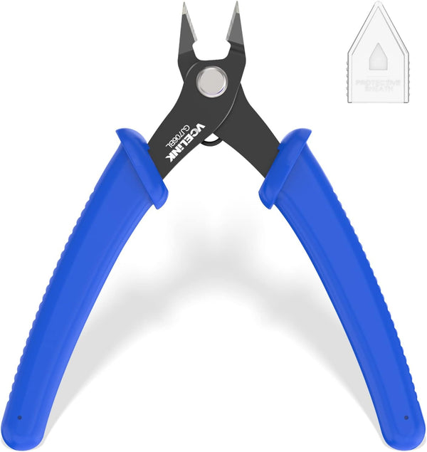 VCELINK Small Wire Cutter, Spring-loaded Precision Flush Cutter Pliers for Electronics, Jewelry Making, 5-Inch