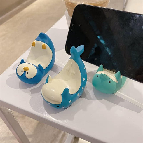 Cute Dolphin Shark Whale Phone Holder, Funny Creative Silicone Desk Stand, Lovely Office Decor (Dolphin Design)