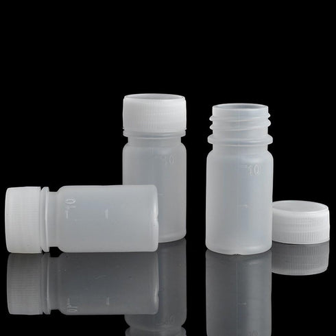 100Pcs 10ml PE Plastic Empty Small Mouth Graduated Lab Chemical Container, Reagent Bottle, Sample Sealing