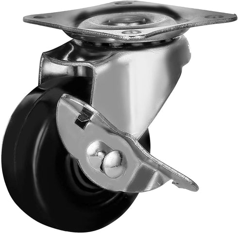 FactorDuty 12 Pack 2" Swivel Caster With Brake Wheels Hard Rubber Base with Top Plate & Bearing