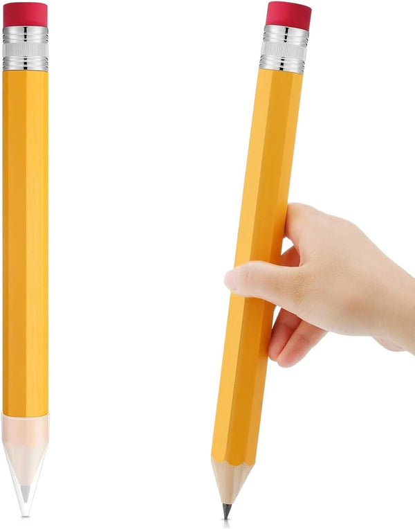 goldhik 13.3'' Wooden Jumbo Pencils, Giant Pencils Funny Big Novelty Pencil With Cap