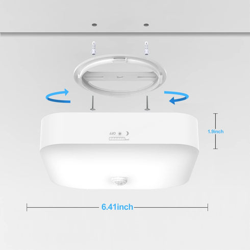 Closet, 3000K-6000K WhitePoplar Motion Sensor Rechargeable Ceiling Light Indoor with Remote, Wireless Battery Operated