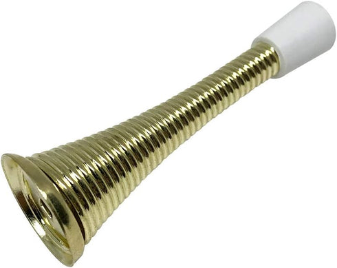 Litepak Spring Door Stop, 3" Heavy Duty Stopper Steel with Plastic Bumper (Brass Plated, 24 Pack)