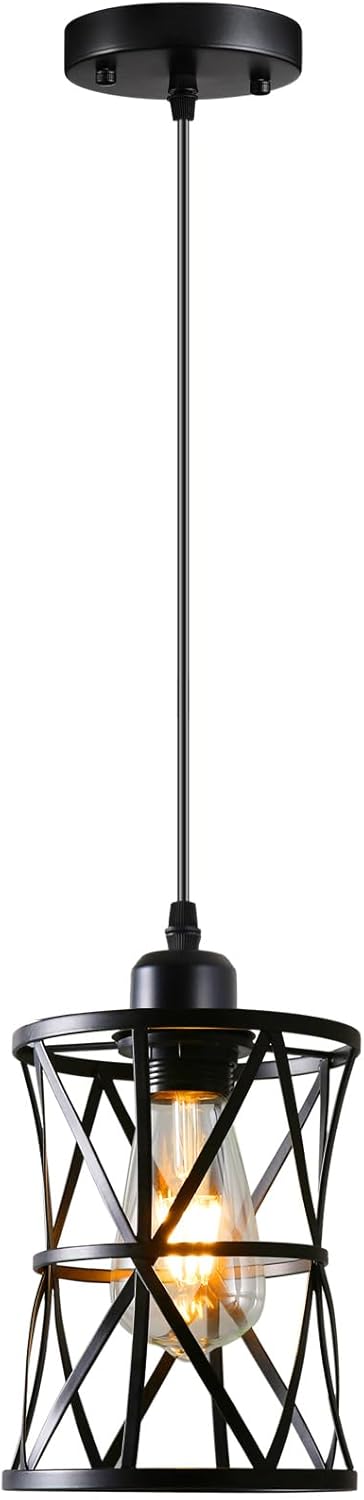 Laihezz 1-Light Black Pendant Light, Industrial Modern Small Hanging Light Fixture, Single Farmhouse