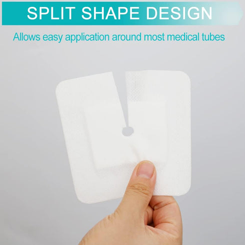 GoToHere 4"X 4", Pack 20 Feeding Tube Adhesive Wound Dressing Sponge Split Drain Bandage for Peg G J Supra-Pubic