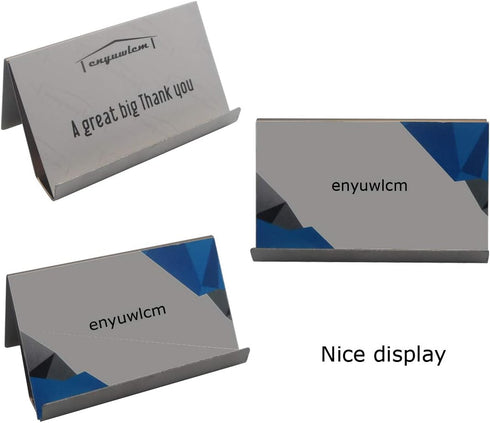 Enyuwlcm Metal Desktop Card Holder, Stainless Steel Business Card Stand for Men Office, Black, 2 Pack