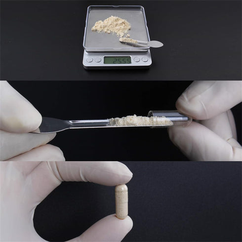 Capsule Filling Machine Kit, Stainless Steel Micro Lab Scoop, Tiny Mixing Spatula for Powders, Gel Caps