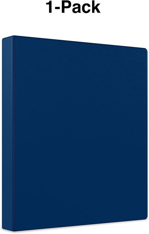 STAPLES 1Inch 3Ring 3Pack Economy NonView Binder, Navy Blue, Round Rings, Durable Lightweight Design for School