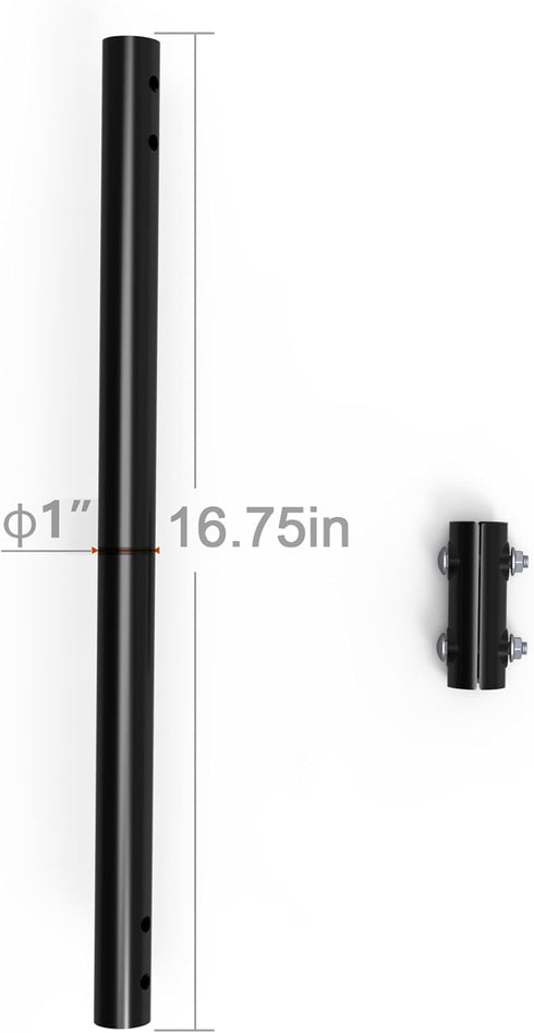 pbd 1", 16 3/4") Extension Pole (Diameter Length Black