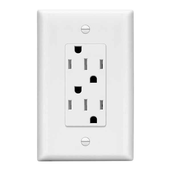 Lider Flexiports Decorator Receptacle and Wall Plate, Residential Grade, UL Listed, White
