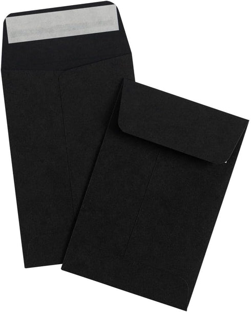 LUXPaper #4 Coin Envelopes, 3'' x 4 1/2'', Midnight Black, 80lb. Text, 50 Qty