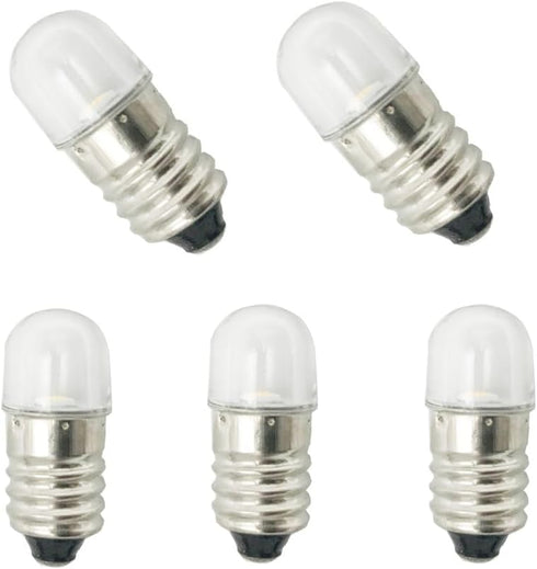 10pcs E10 LED Bulbs, 12V Cool White Miniature Screw LED Lamps, 0.5Watts, 65Lm, 12 Volt