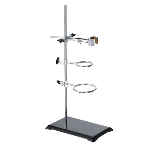 PATIKIL 20 Inch Lab Stand Set with Clamp, 1 Flask Clamp & 2 Retort Rings for Chemistry Laboratory, Black Support