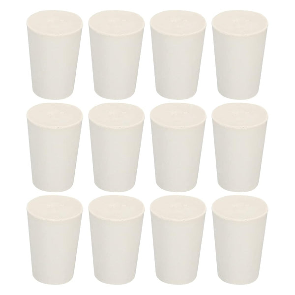 MECCANIXITY Rubber Tapered Plug, 12 Pieces, 14mm to 19mm Solid Test Tubes, White