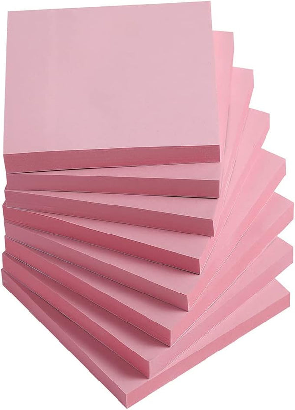 Sticky Notes 3x3 Inches, Light Pink Self-Stick Pads, Easy to Post for Home, Office, Notebook, 8 Pads/Pack