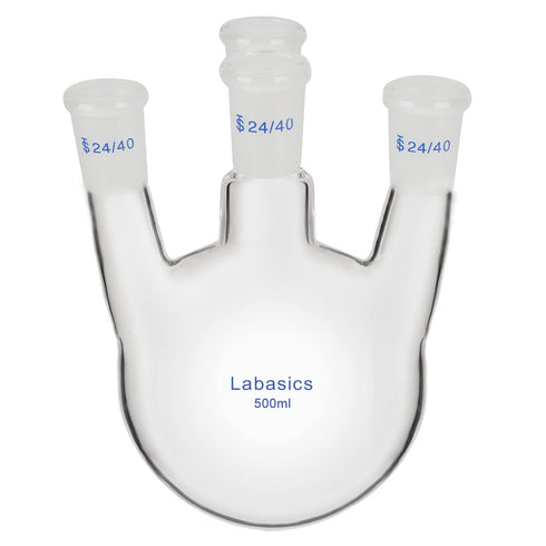Round Bottom Flask RBF, 500 ml Heavy Wall 4 Neck Borosilicate Glass Flask with 24/40 Standard Taper Joint
