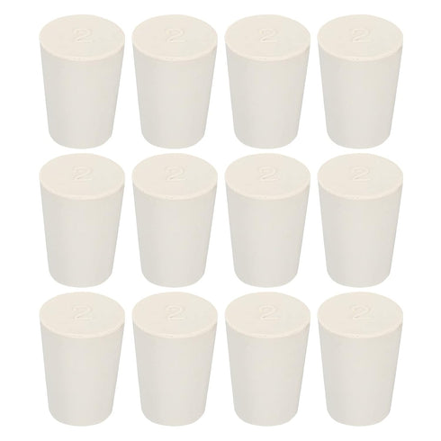 MECCANIXITY Rubber Tapered Plug 15mm to 20mm Solid Test Tubes Bungs, White, 12 Pieces