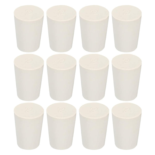 MECCANIXITY Rubber Tapered Plug 15mm to 20mm Solid Test Tubes Bungs, White, 12 Pieces