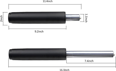 Universal Office Chairs Gas Lift Cylinder Replacement, Adjusts 11.4 to 16.3 inch (Black)