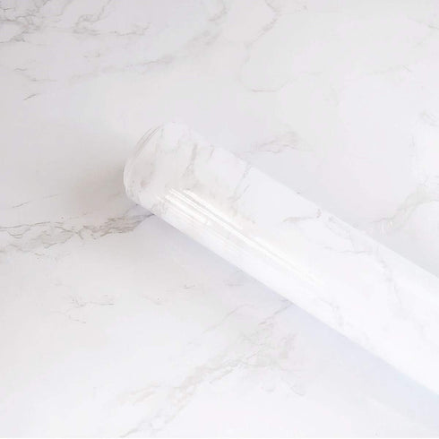 Marble Wallpaper Granite Grey/White Vinyl Film, Self-Adhesive for Kitchen Cabinet Countertops, Waterproof 15.8"x118"