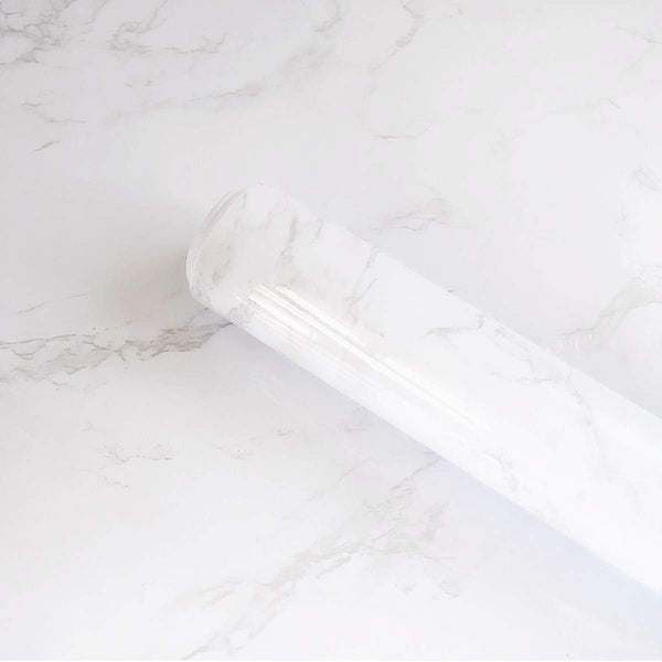 Marble Wallpaper Granite Grey/White Vinyl Film, Self-Adhesive for Kitchen Cabinet Countertops, Waterproof 15.8"x118"